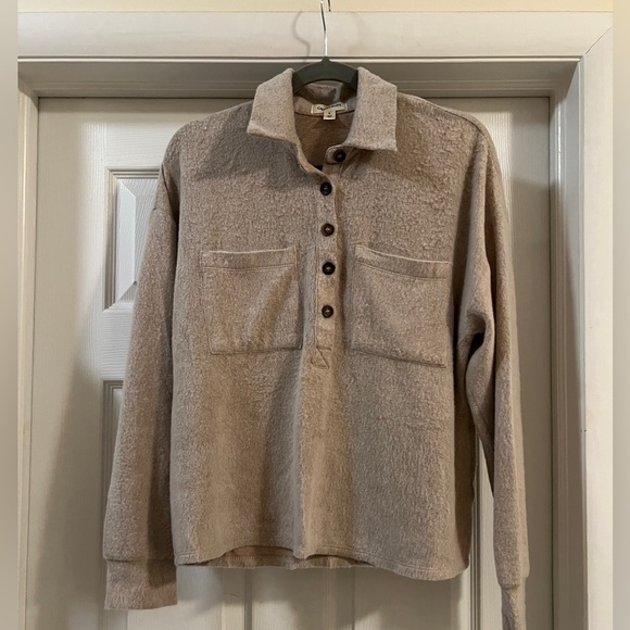 Open edit half button down pull over - Picture 1 of 6